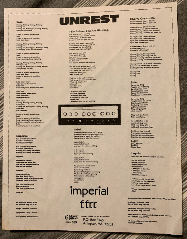 Unrest (2) : Imperial F.F.R.R. (LP, Album, RP)