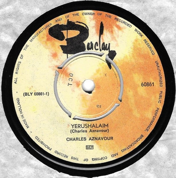Charles Aznavour : Yerushalaïm / Éteins La Lumière (7", Single)