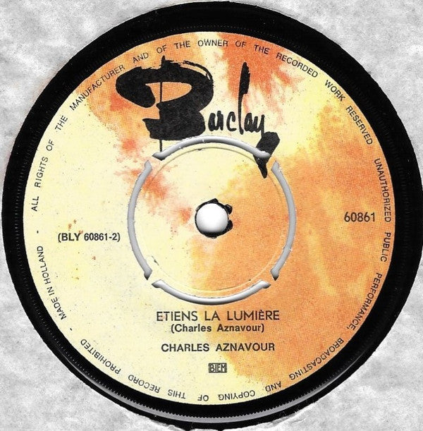 Charles Aznavour : Yerushalaïm / Éteins La Lumière (7", Single)