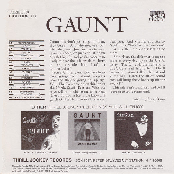 Gaunt (2) : Pop Song ? (7", Single)