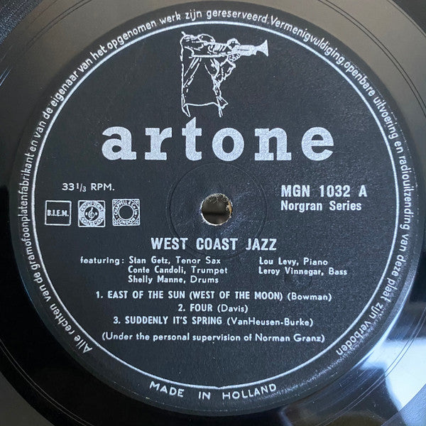 Stan Getz, Shelly Manne, Leroy Vinnegar, Conte Candoli, Lou Levy : West Coast Jazz (LP, Album, Mono)