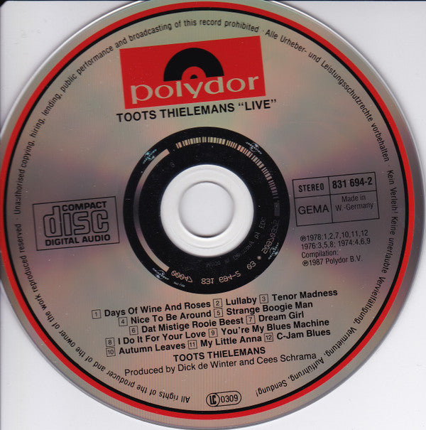 Toots Thielemans : Live (CD, Comp, RM)