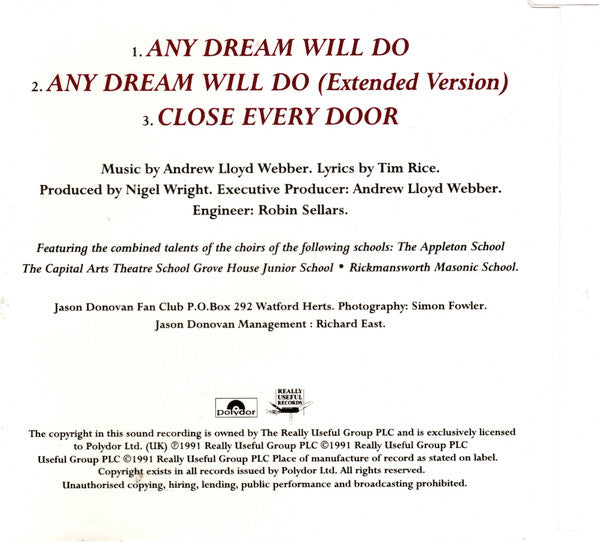 Jason Donovan : Any Dream Will Do (CD, Maxi)