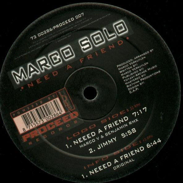 Marco Solo : Need A Friend (12")
