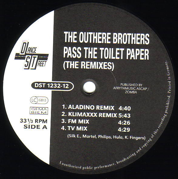 The Outhere Brothers : Pass The Toilet Paper (12")