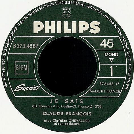 Claude François : Je Sais (7", Single, Mono, Jukebox)