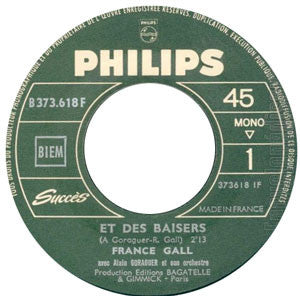 France Gall : Et Des Baisers (7", Single, Mono, Jukebox)