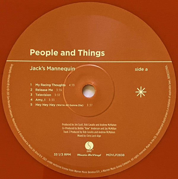 Jack's Mannequin : People And Things (LP, Album, Ltd, Num, RE, Ora)