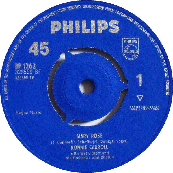Ronnie Carroll With Wally Stott And His Orchestra And Chorus : Mary Rose (7", Single)