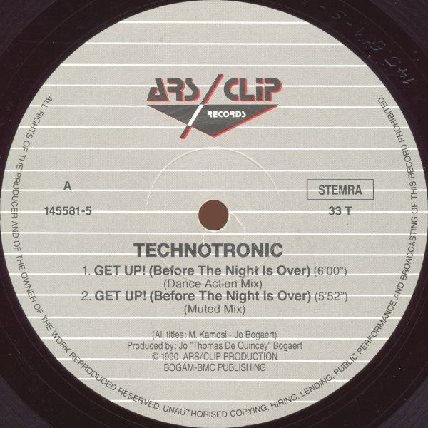 Technotronic : Get Up! (Before The Night Is Over) (12")