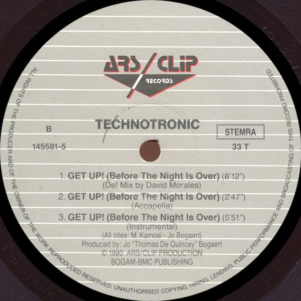 Technotronic : Get Up! (Before The Night Is Over) (12")