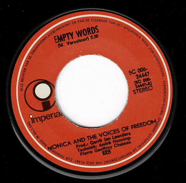 Monica And The Voices Of Freedom* : Empty Words (7", Single, Pur)
