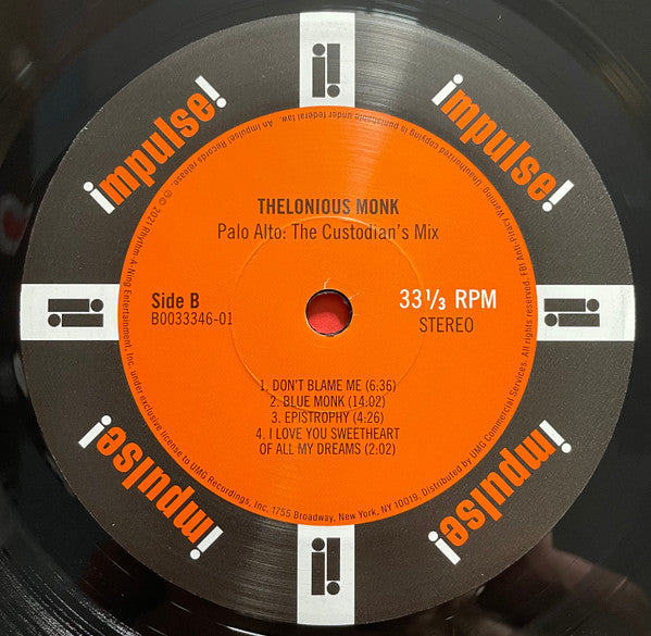 Thelonious Monk : Palo Alto: The Custodian's Mix (LP, Album, RSD, Ltd, Gat)