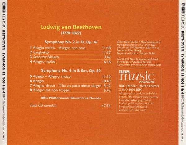 Ludwig Van Beethoven, BBC Philharmonic / Gianandrea Noseda : Symphonies Nos 2 & 4 (CD)