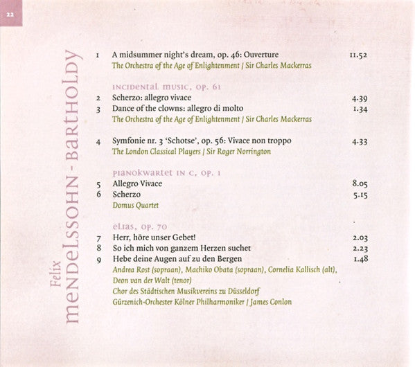 Felix Mendelssohn-Bartholdy : Felix Mendelssohn (CD, Comp, Boo)