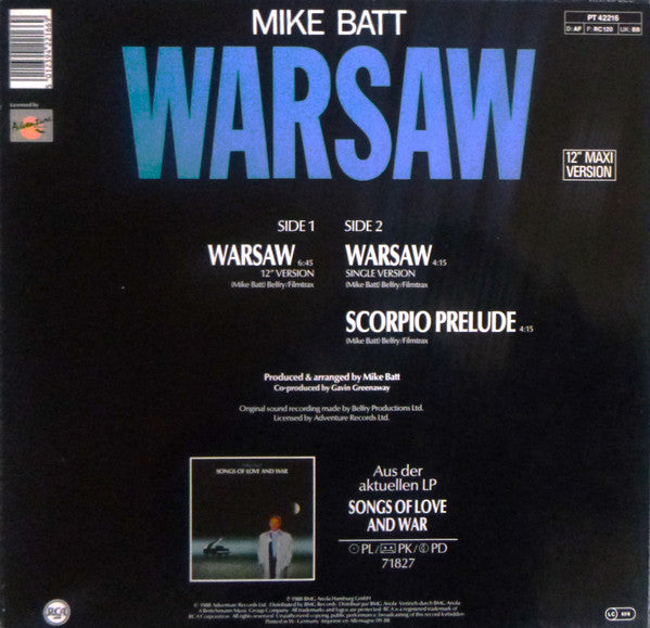 Mike Batt : Warsaw (12", Maxi)