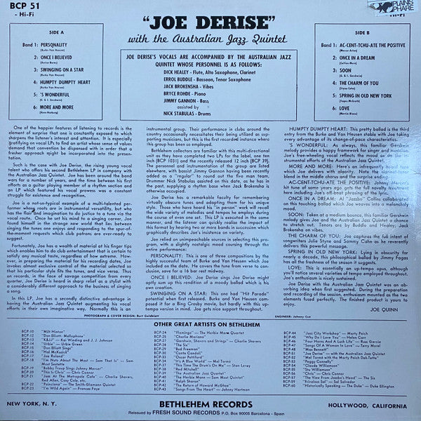 Joe Derise : Joe Derise (LP, Mono, RE)