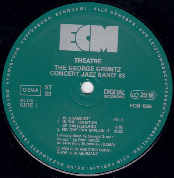The George Gruntz Concert Jazz Band '83* : Theatre (LP, Album)