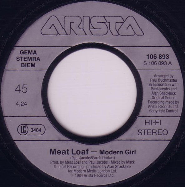 Meat Loaf : Modern Girl (7", Single)