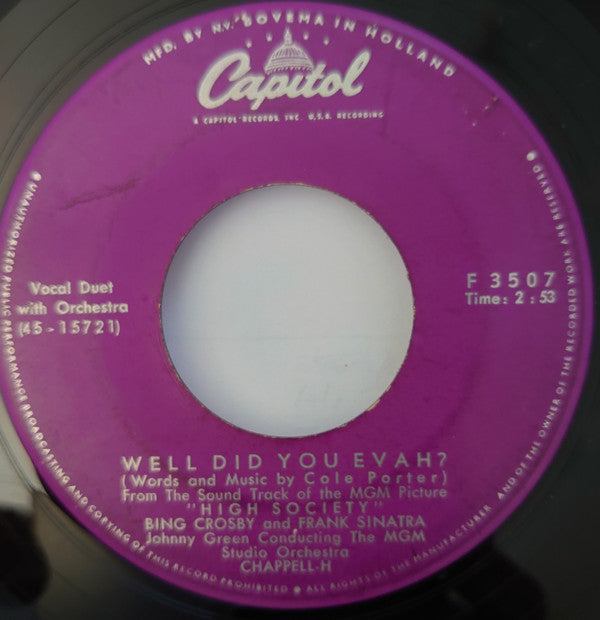 Bing Crosby : True Love / Well Did You Evah? (7", Single, Lar)