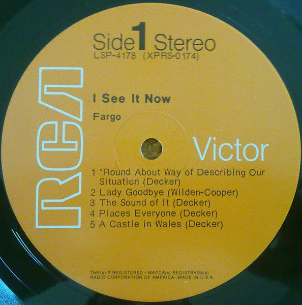 Fargo (6) : I See It Now (LP, Album, Ind)