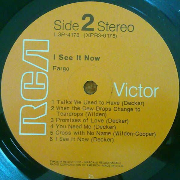 Fargo (6) : I See It Now (LP, Album, Ind)