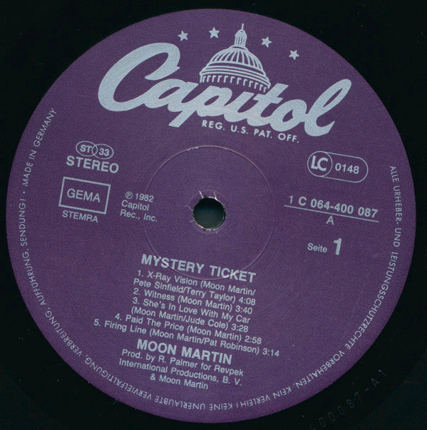 Moon Martin : Mystery Ticket (LP, Album)