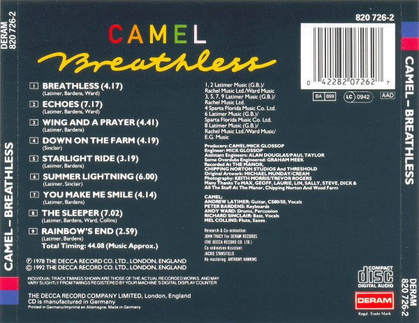 Camel : Breathless (CD, Album, RE, RM, RP)
