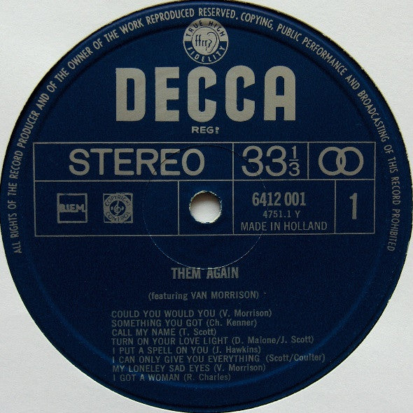 Them (3) : Again (LP, Album, RE)