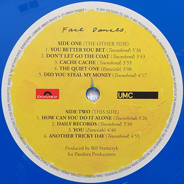 The Who : Face Dances (Album, RSD, RE, RM, 40t + LP, Blu + LP, Yel)