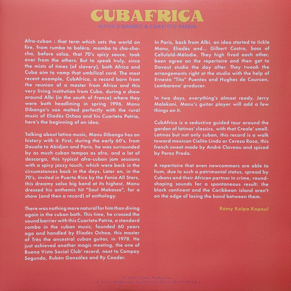 Manu Dibango & El Cuarteto Patria : CubAfrica (LP, Album, RSD, Ltd, RM, Yel)