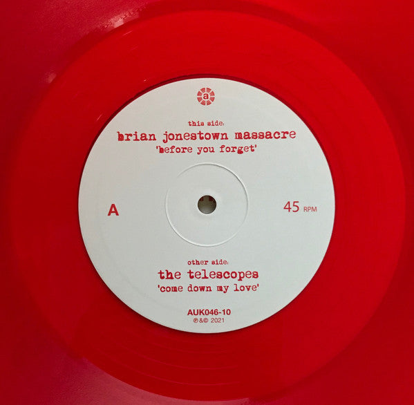 The Brian Jonestown Massacre Vs The Telescopes : Before You Forget / Come Down My Love (10", RSD, Single, Num, Red)