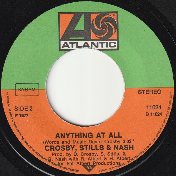 Crosby, Stills & Nash : Fair Game (7")