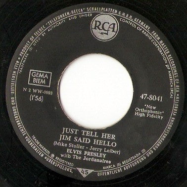 Elvis Presley With The Jordanaires : She's Not You (7", Single)