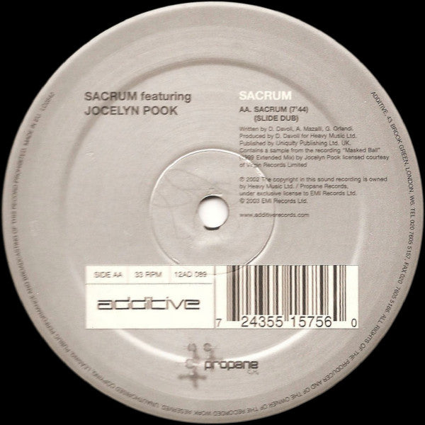 Sacrum Featuring Jocelyn Pook : Sacrum (12")