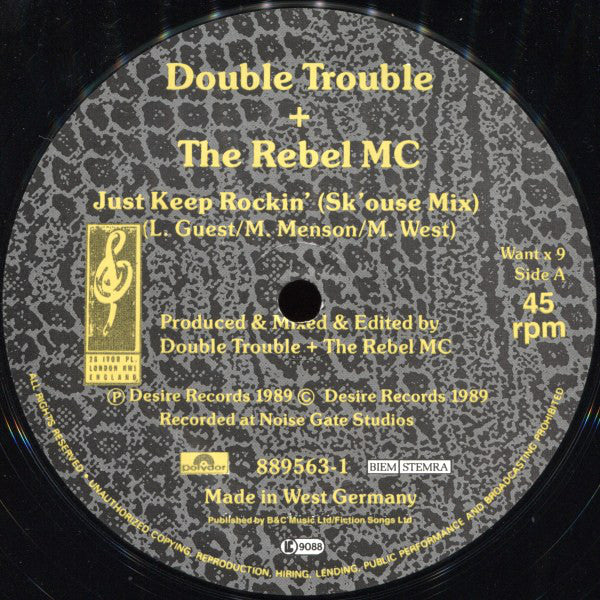 Double Trouble & Rebel MC : Just Keep Rockin' (12")