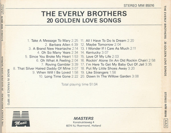 Everly Brothers : 20 Golden Love Songs (CD, Comp)