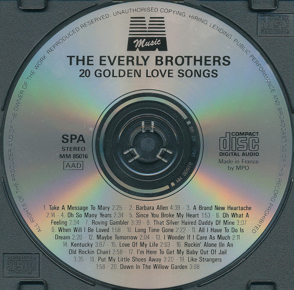 Everly Brothers : 20 Golden Love Songs (CD, Comp)