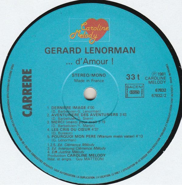 Gérard Lenorman : ...D'amour (LP, Album)