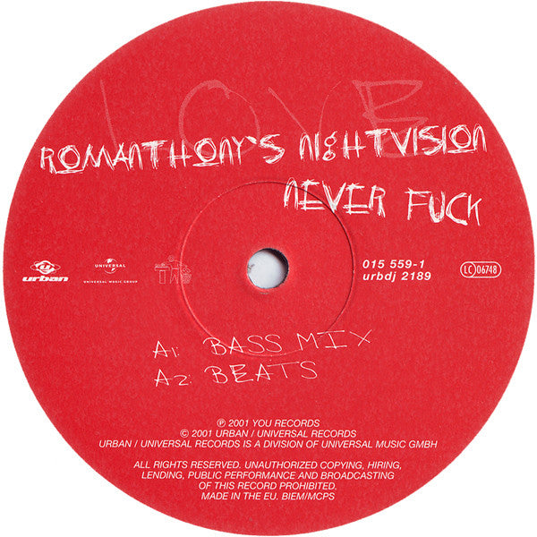 Romanthony's Nightvision : Never Fuck (12")
