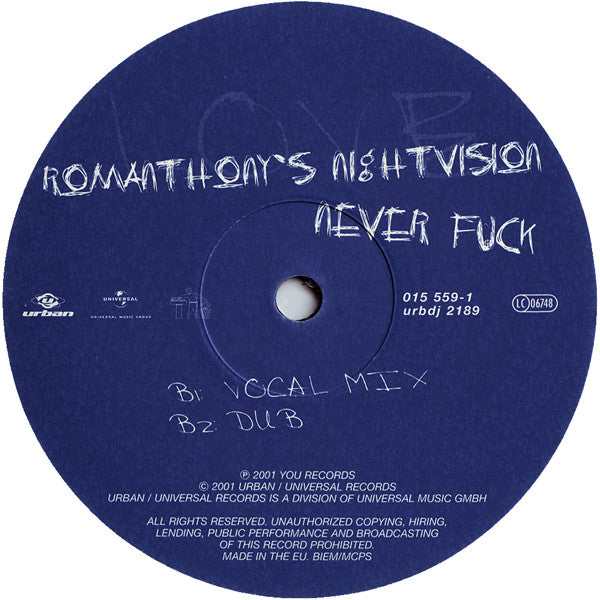 Romanthony's Nightvision : Never Fuck (12")