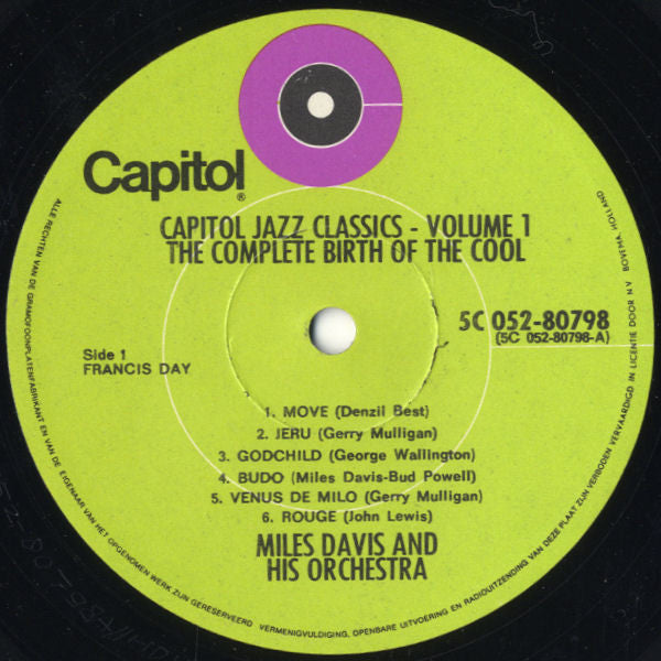 Miles Davis And His Orchestra : The Complete Birth Of The Cool (LP, Comp, Mono, RE)