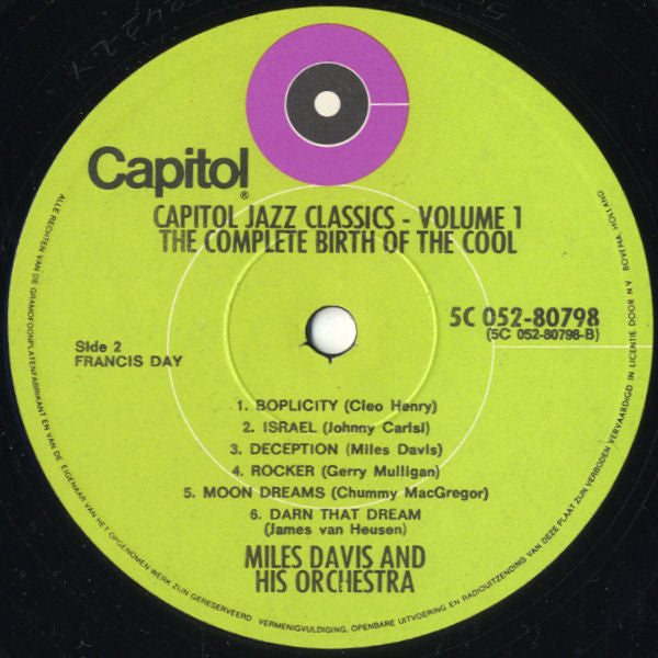 Miles Davis And His Orchestra : The Complete Birth Of The Cool (LP, Comp, Mono, RE)