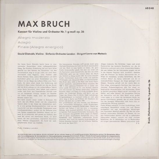 David Oistrach, Max Bruch : Violinkonzert G-moll Op. 26 (Konzert Für Violine Und Orchester Nr. 1 G-moll Op. 26) (10", Mono)