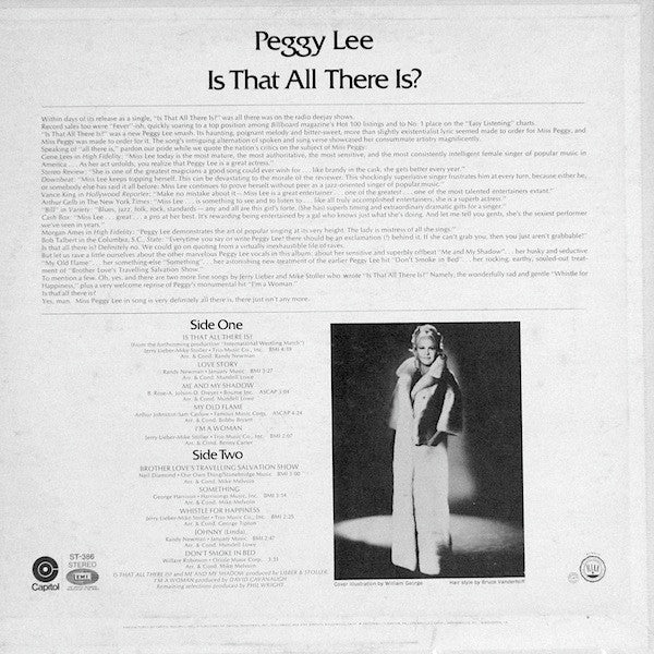 Peggy Lee : Is That All There Is? (LP, Album, Scr)