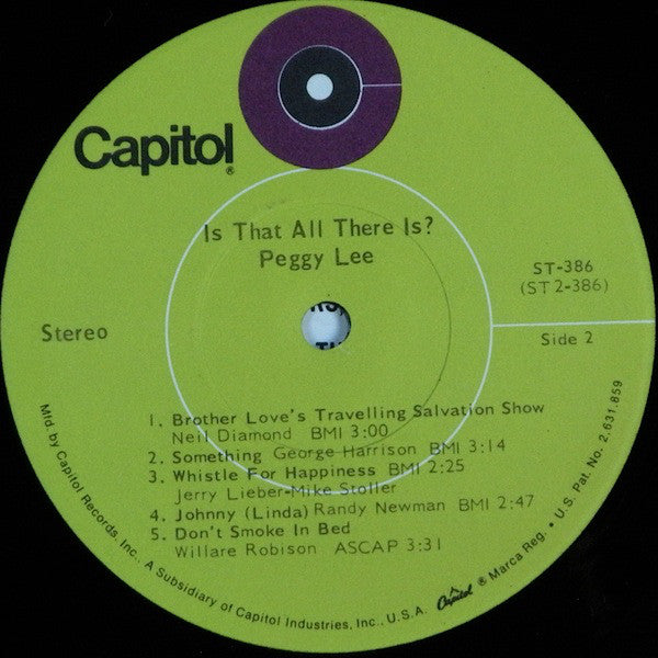 Peggy Lee : Is That All There Is? (LP, Album, Scr)