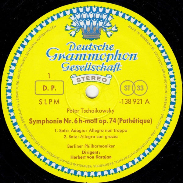 Pyotr Ilyich Tchaikovsky - Berliner Philharmoniker · Herbert von Karajan : Symphonie Nr.6 H-moll »Pathétique« (LP, RE, RP)