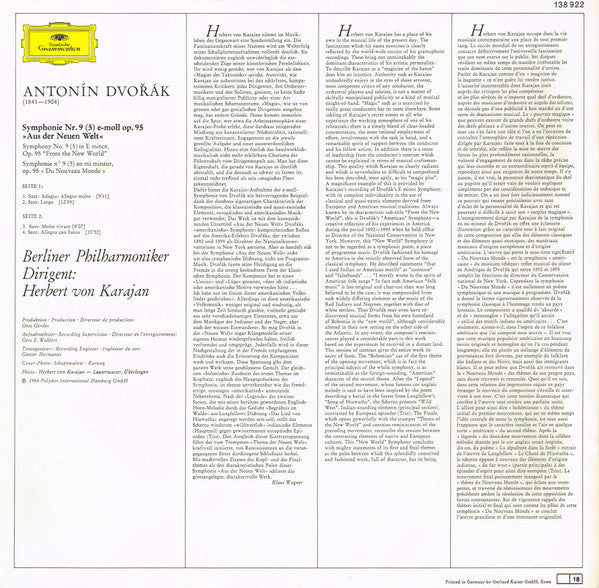 Antonín Dvořák - Berliner Philharmoniker · Herbert von Karajan : »Aus Der Neuen Welt« - »From The New World« - Symphonie Nr.9 (5) Op. 95 (LP, RE)