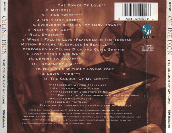 Céline Dion : The Colour Of My Love (CD, Album)