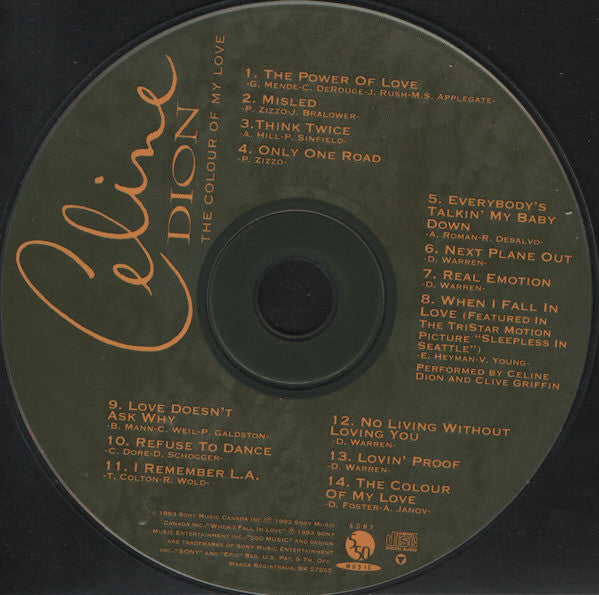 Céline Dion : The Colour Of My Love (CD, Album)
